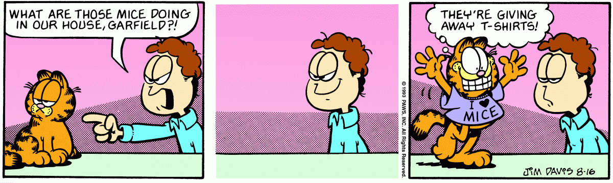 Garfield comic strip for Monday, August 16, 1993