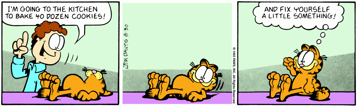 Garfield comic strip for Monday, August 30, 1993