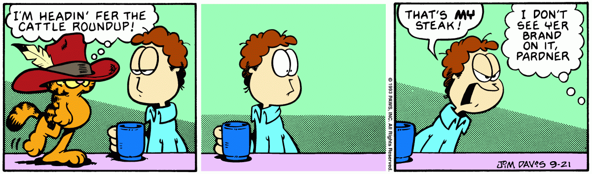 Garfield comic strip for Tuesday, September 21, 1993