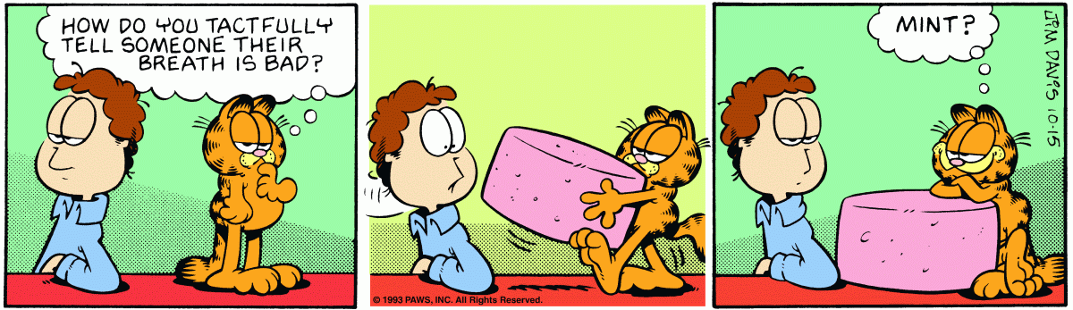 Garfield comic strip for Friday, October 15, 1993