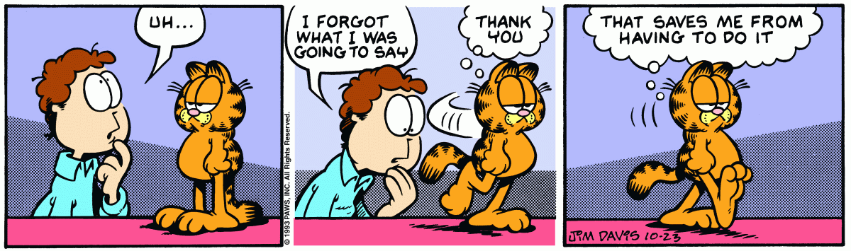 Garfield comic strip for Saturday, October 23, 1993