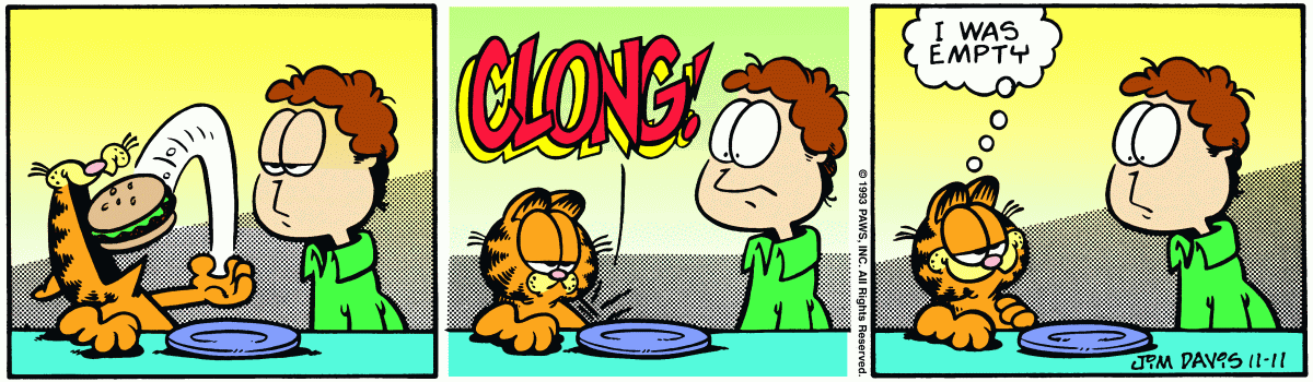 Garfield comic strip for Thursday, November 11, 1993