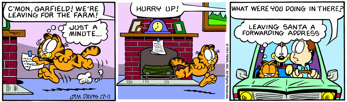 Garfield comic strip for Saturday, December 11, 1993