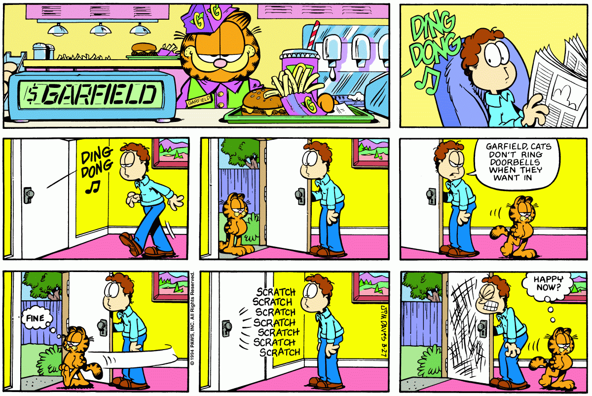 Garfield comic strip for Sunday, March 27, 1994