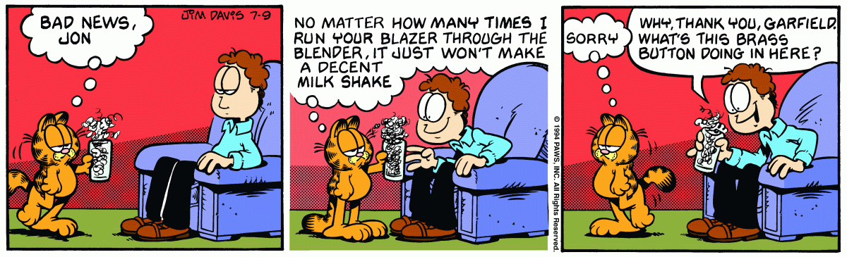 Garfield comic strip for Saturday, July 9, 1994