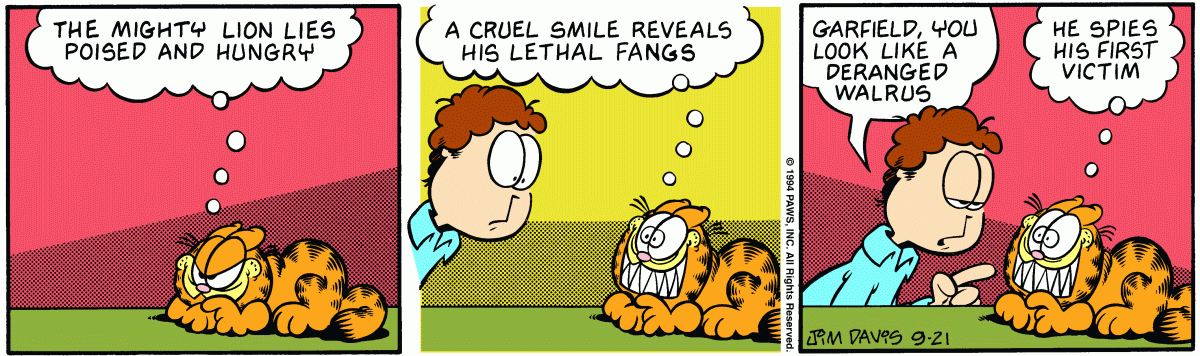 Garfield comic strip for Wednesday, September 21, 1994