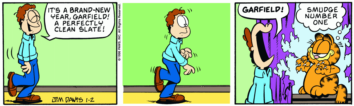 Garfield comic strip for Tuesday, January 2, 1996