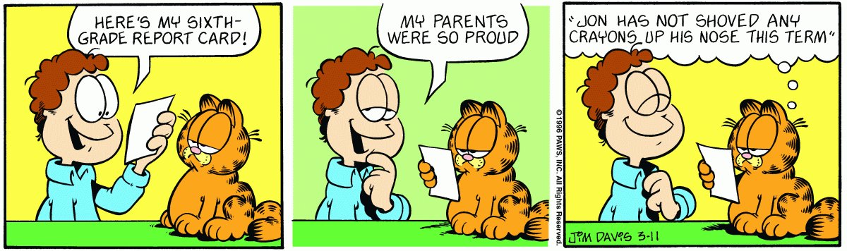 Garfield comic strip for Monday, March 11, 1996