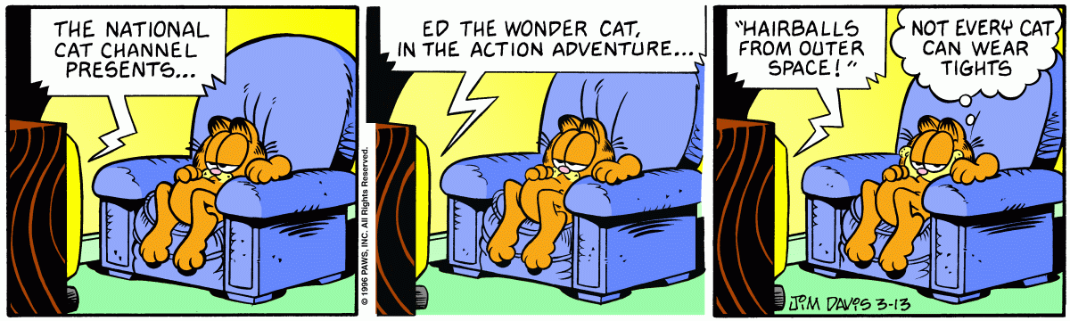 Garfield comic strip for Wednesday, March 13, 1996