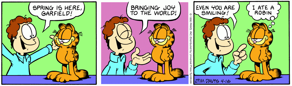 Garfield comic strip for Tuesday, April 16, 1996