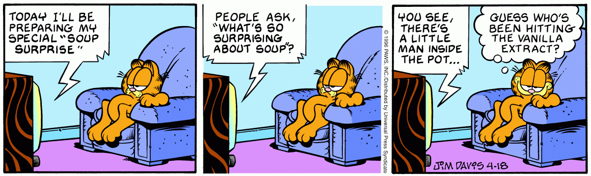 Garfield comic strip for Thursday, April 18, 1996