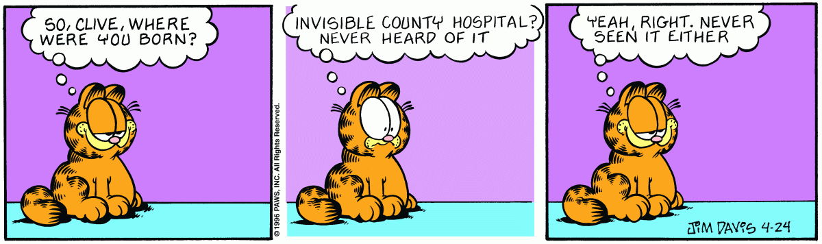 Garfield comic strip for Wednesday, April 24, 1996