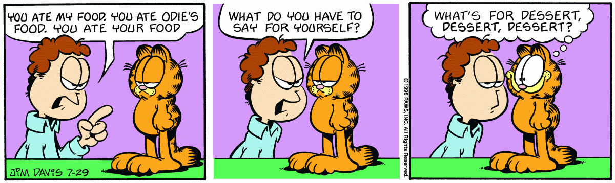 Garfield, July 29, 1996