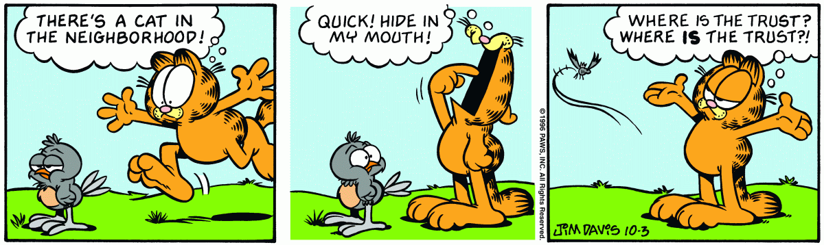 Garfield comic strip for Thursday, October 3, 1996