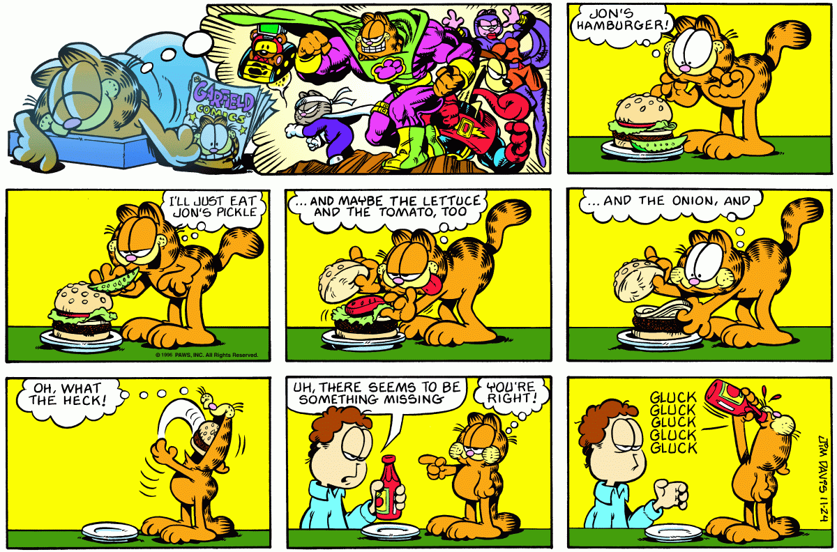 Garfield comic strip for Sunday, November 24, 1996