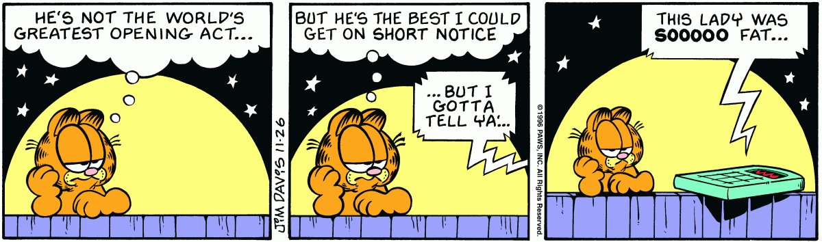 Garfield comic strip for Tuesday, November 26, 1996