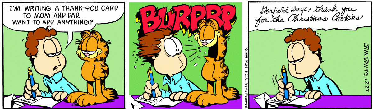 Garfield comic strip for Friday, December 27, 1996