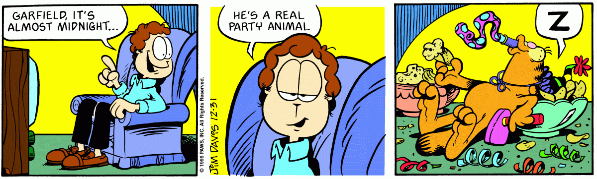 Garfield comic strip for Tuesday, December 31, 1996