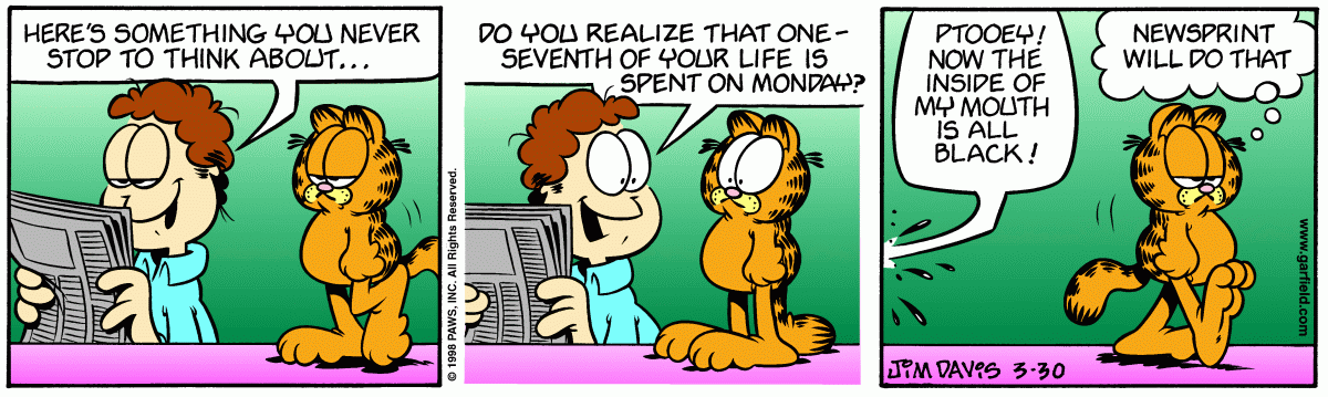 Garfield, March 30, 1998