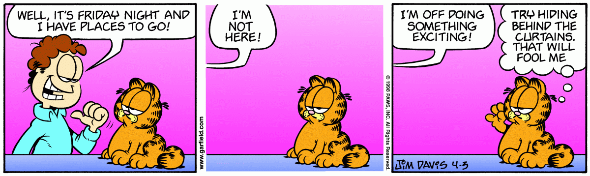 Garfield, April 3, 1998