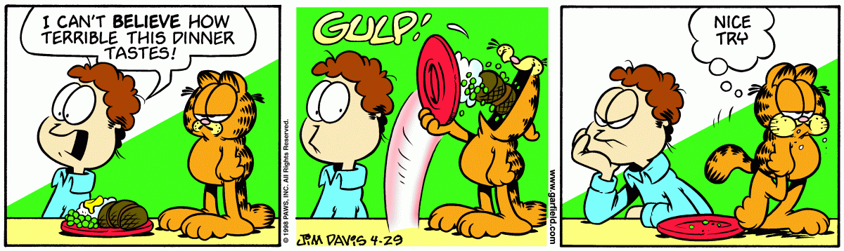 Garfield comic strip for Wednesday, April 29, 1998