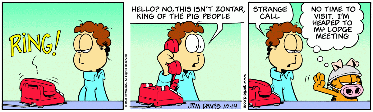 Garfield comic strip for Wednesday, October 14, 1998