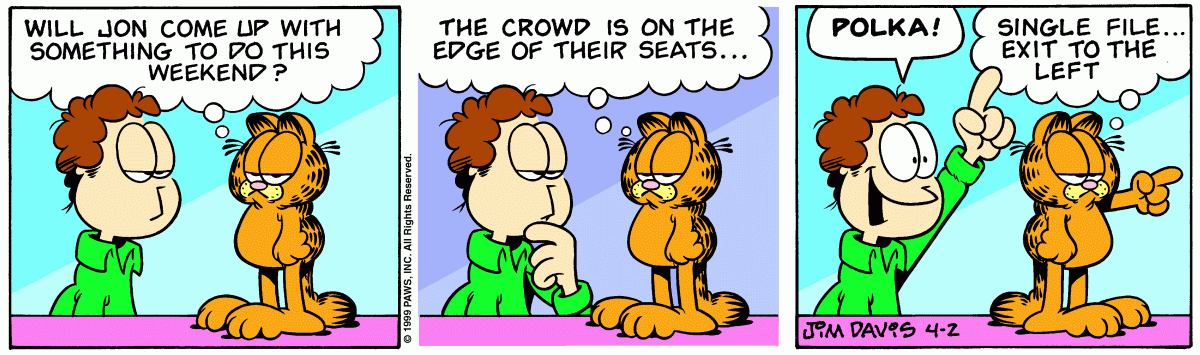 Garfield comic strip for Friday, April 2, 1999