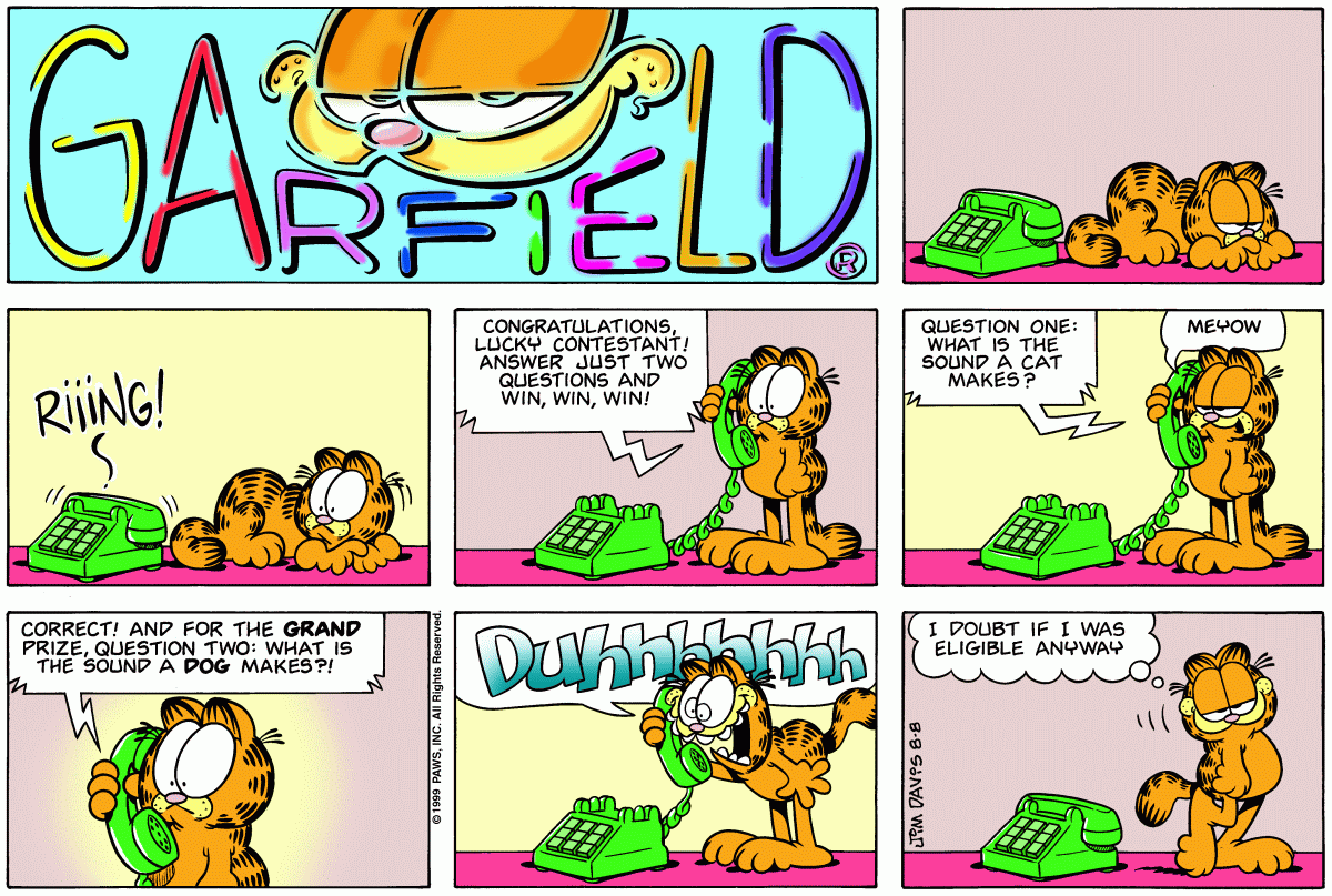 Garfield, August 8, 1999