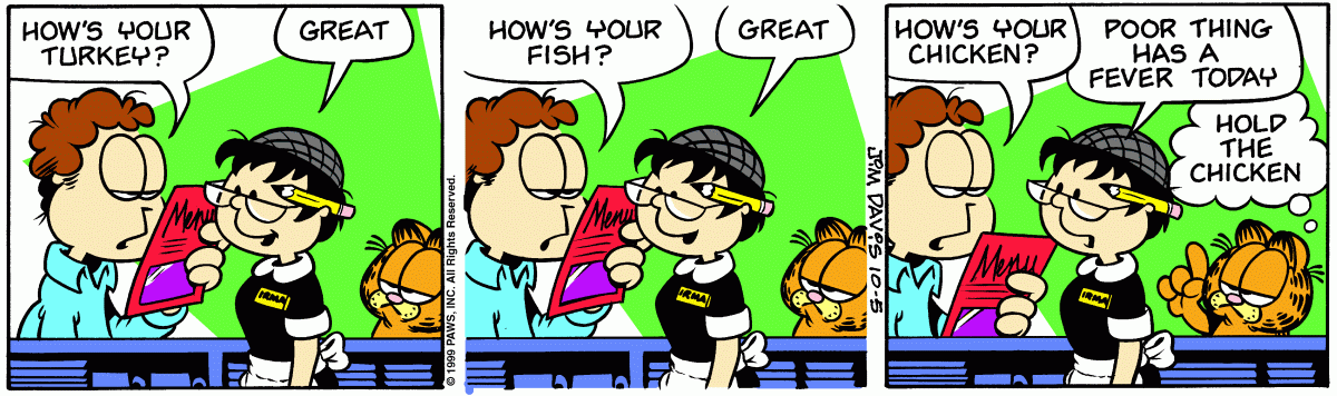 Garfield comic strip for Tuesday, October 5, 1999