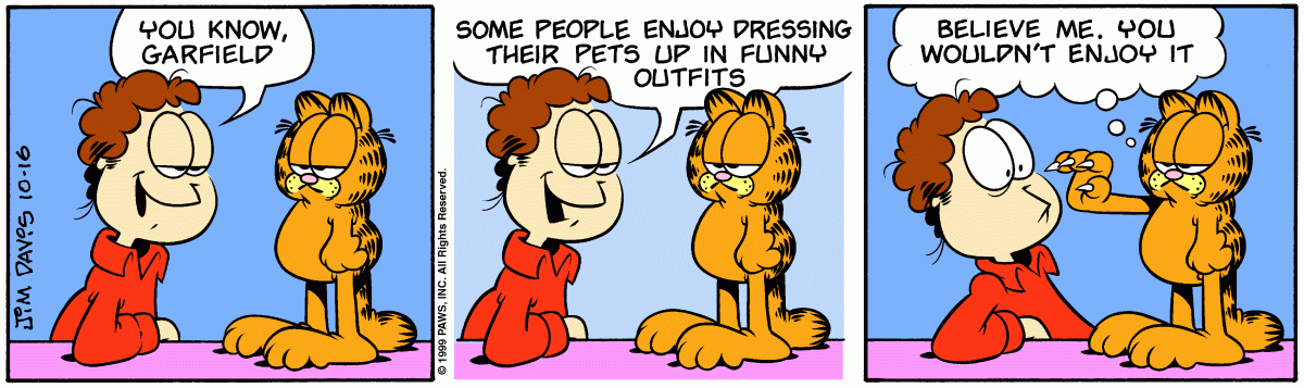 Garfield comic strip for Saturday, October 16, 1999