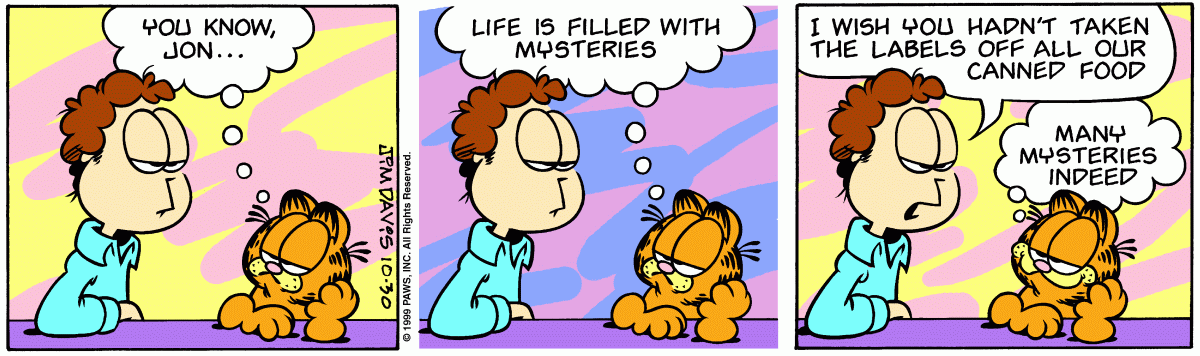 Garfield comic strip for Saturday, October 30, 1999