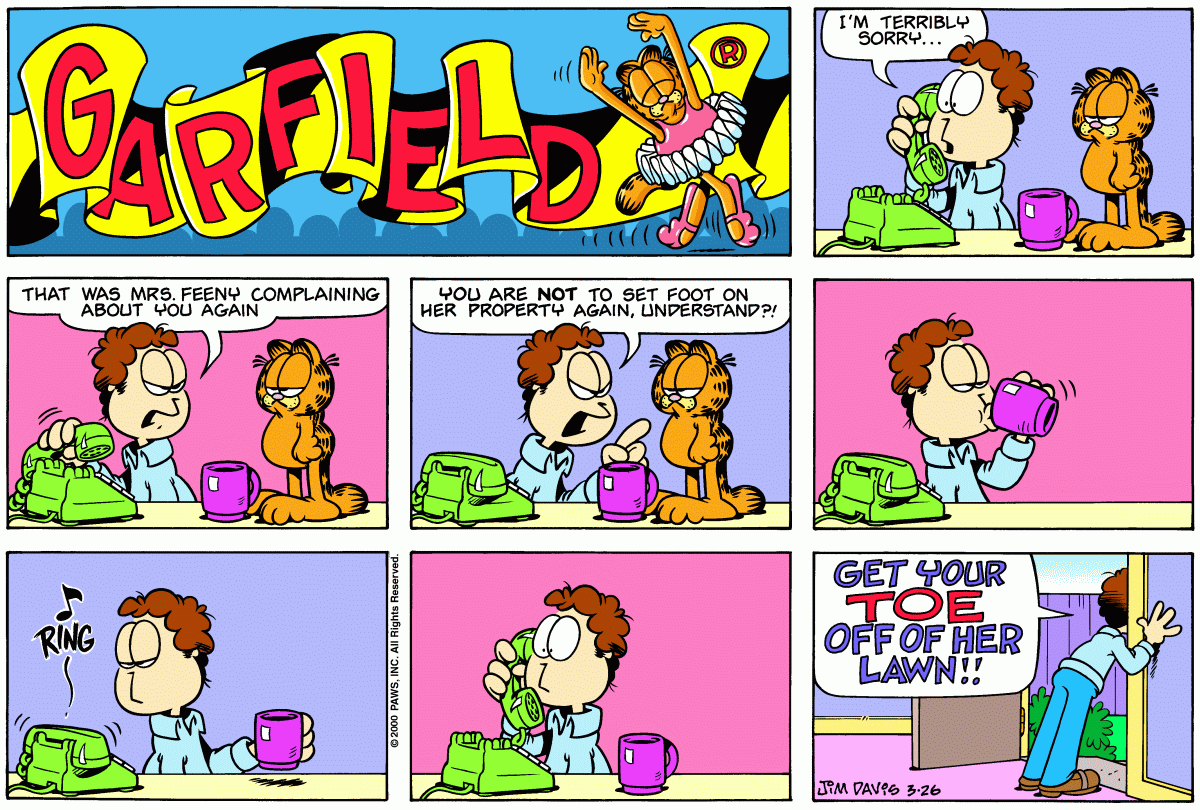 Garfield comic strip for Sunday, March 26, 2000