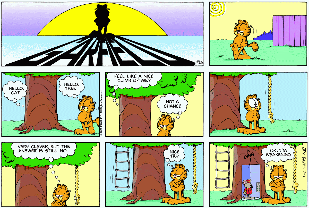 Garfield comic strip for Sunday, July 9, 2000