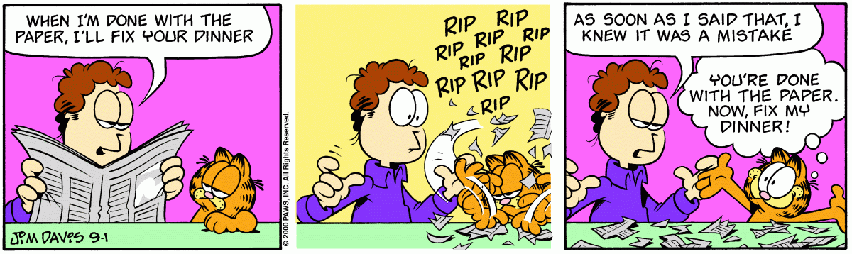 Garfield, September 1, 2000
