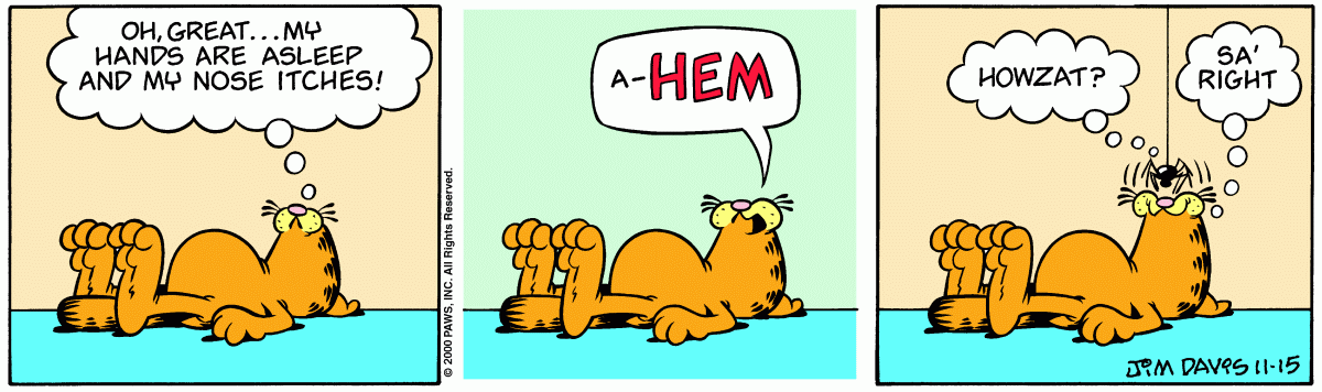 Garfield comic strip for Wednesday, November 15, 2000
