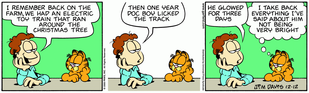 Garfield comic strip for Tuesday, December 12, 2000