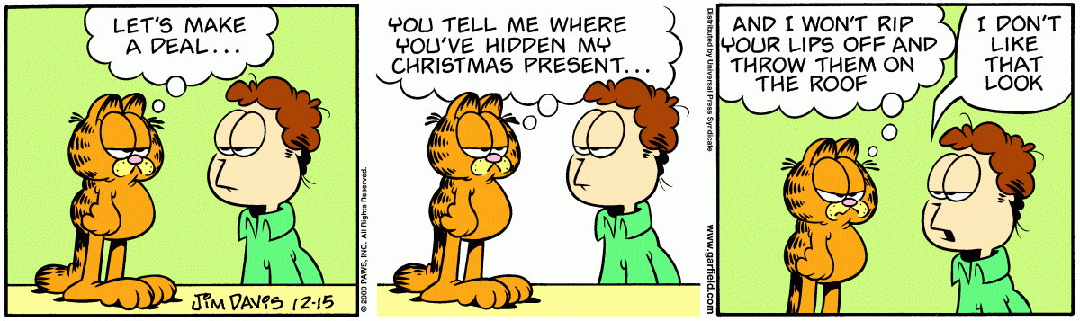 Garfield comic strip for Friday, December 15, 2000