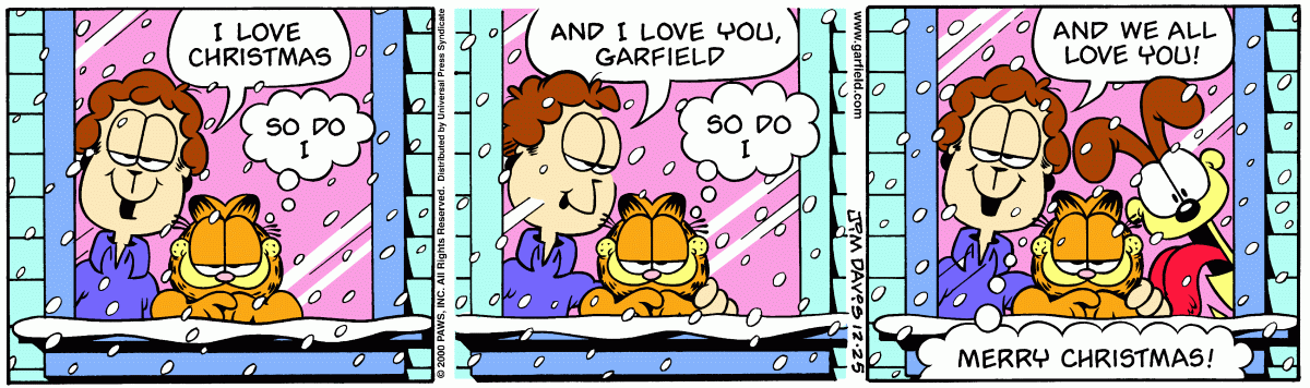 Garfield comic strip for Monday, December 25, 2000