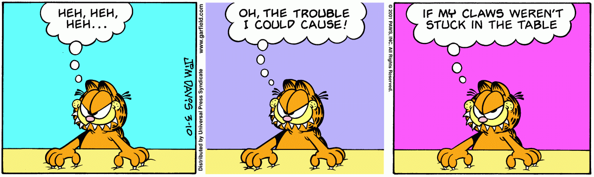 Garfield comic strip for Saturday, March 10, 2001