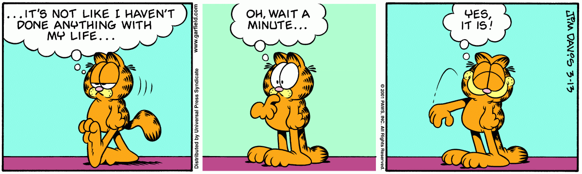 Garfield comic strip for Tuesday, March 13, 2001