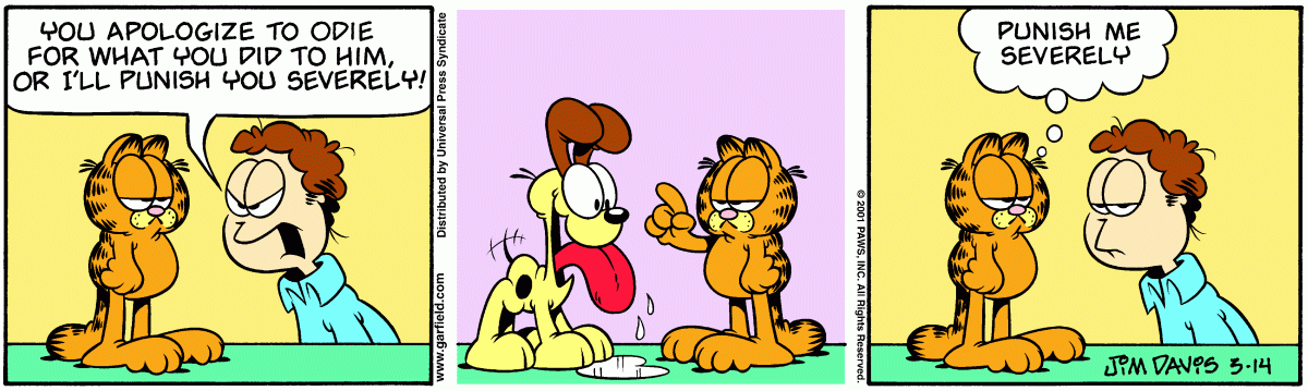 Garfield comic strip for Wednesday, March 14, 2001