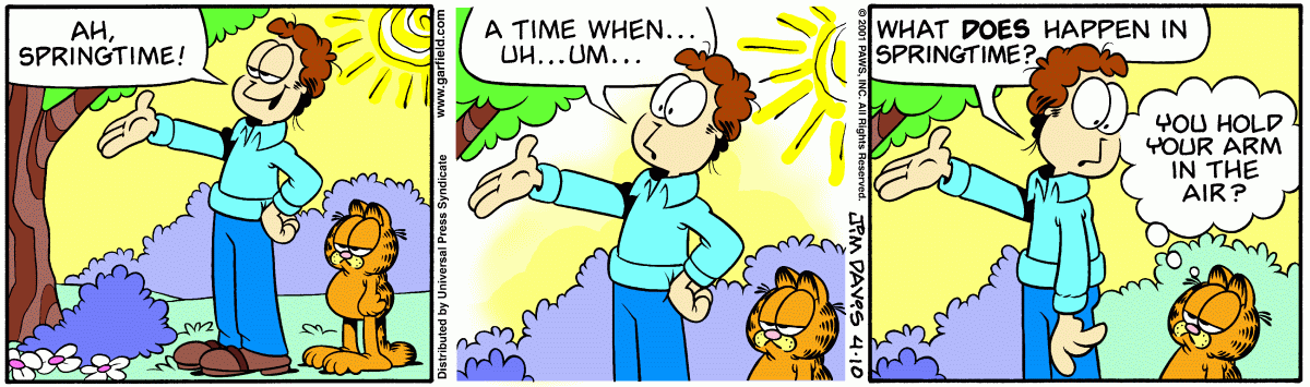 Garfield comic strip for Tuesday, April 10, 2001