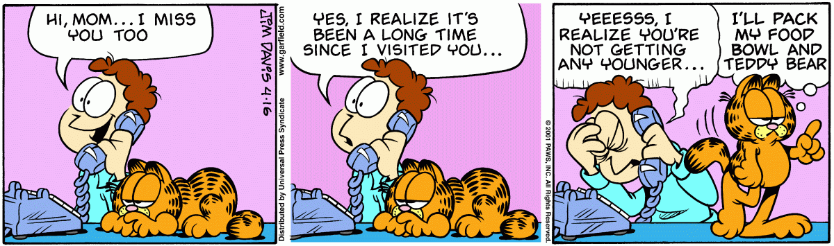 Garfield comic strip for Monday, April 16, 2001
