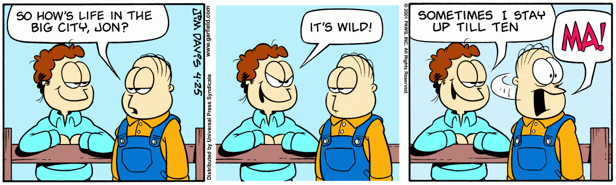 Garfield comic strip for Wednesday, April 25, 2001