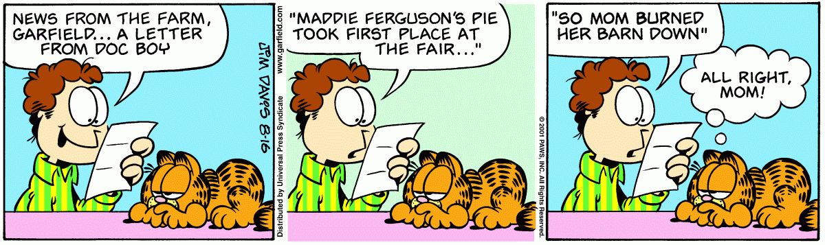 Garfield, August 16, 2001