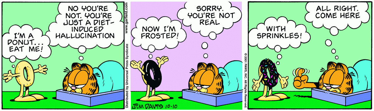 Garfield comic strip for Wednesday, October 10, 2001