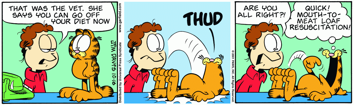 Garfield comic strip for Tuesday, October 16, 2001