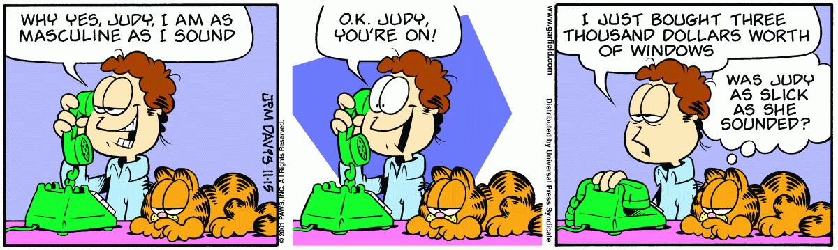 Garfield comic strip for Thursday, November 15, 2001