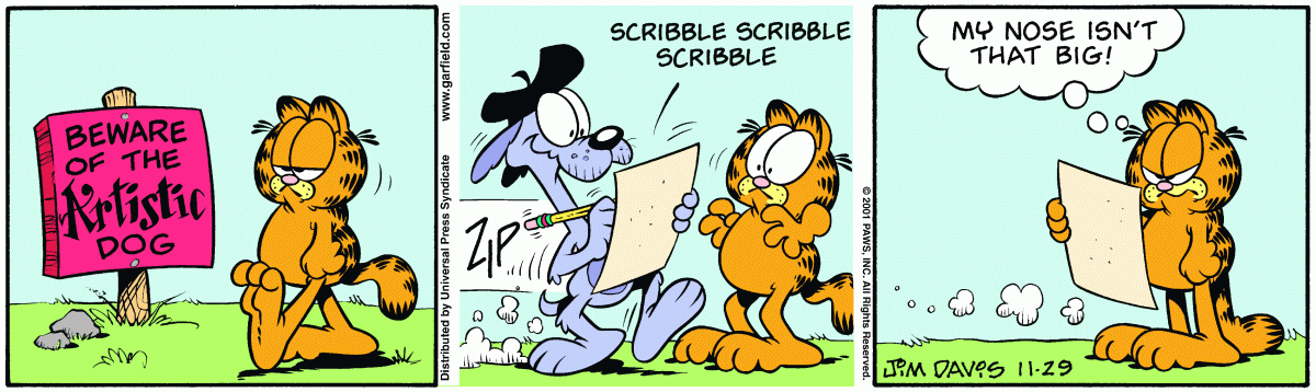 Garfield comic strip for Thursday, November 29, 2001
