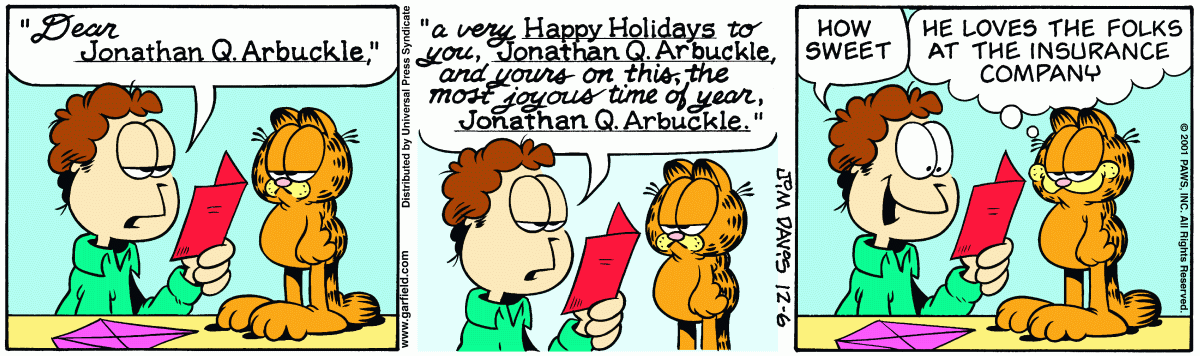 Garfield, December 6, 2001